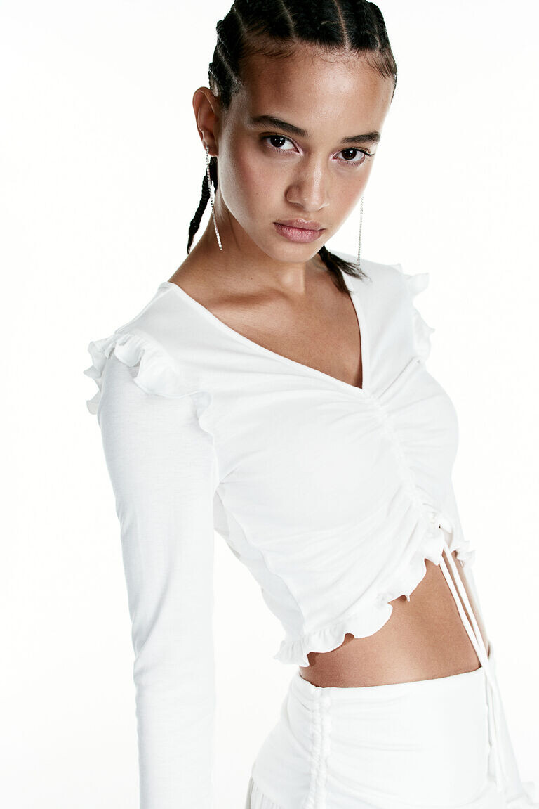 Топ в рубчик с кулиской H&M, бежевый
Топ в рубчик с кулиской H&M, бежевый