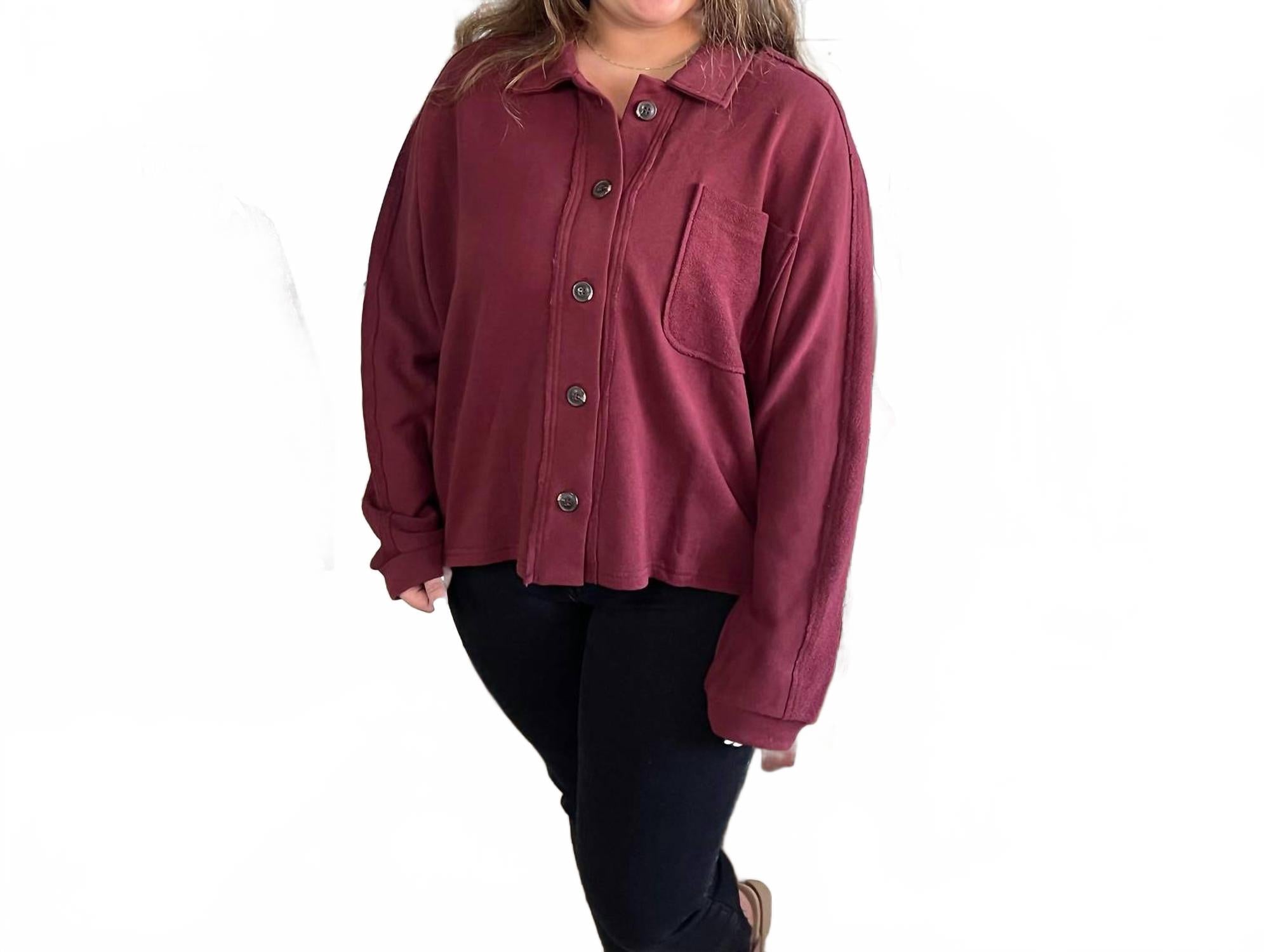 Бордовая рубашка с запахом на пуговицах TRIBAL
Бордовая рубашка с запахом на пуговицах TRIBAL