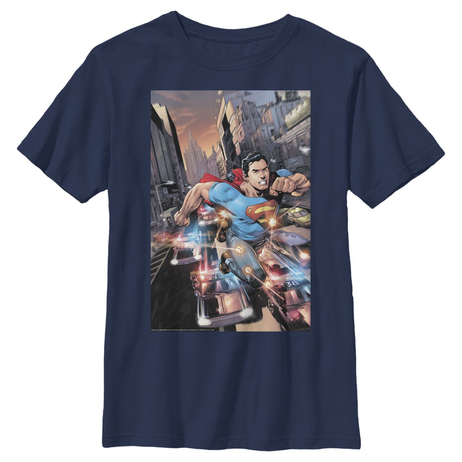 Футболка с мигающими огнями и плакатом с изображением Супермена из комиксов DC для мальчиков 8–20 лет Licensed Character