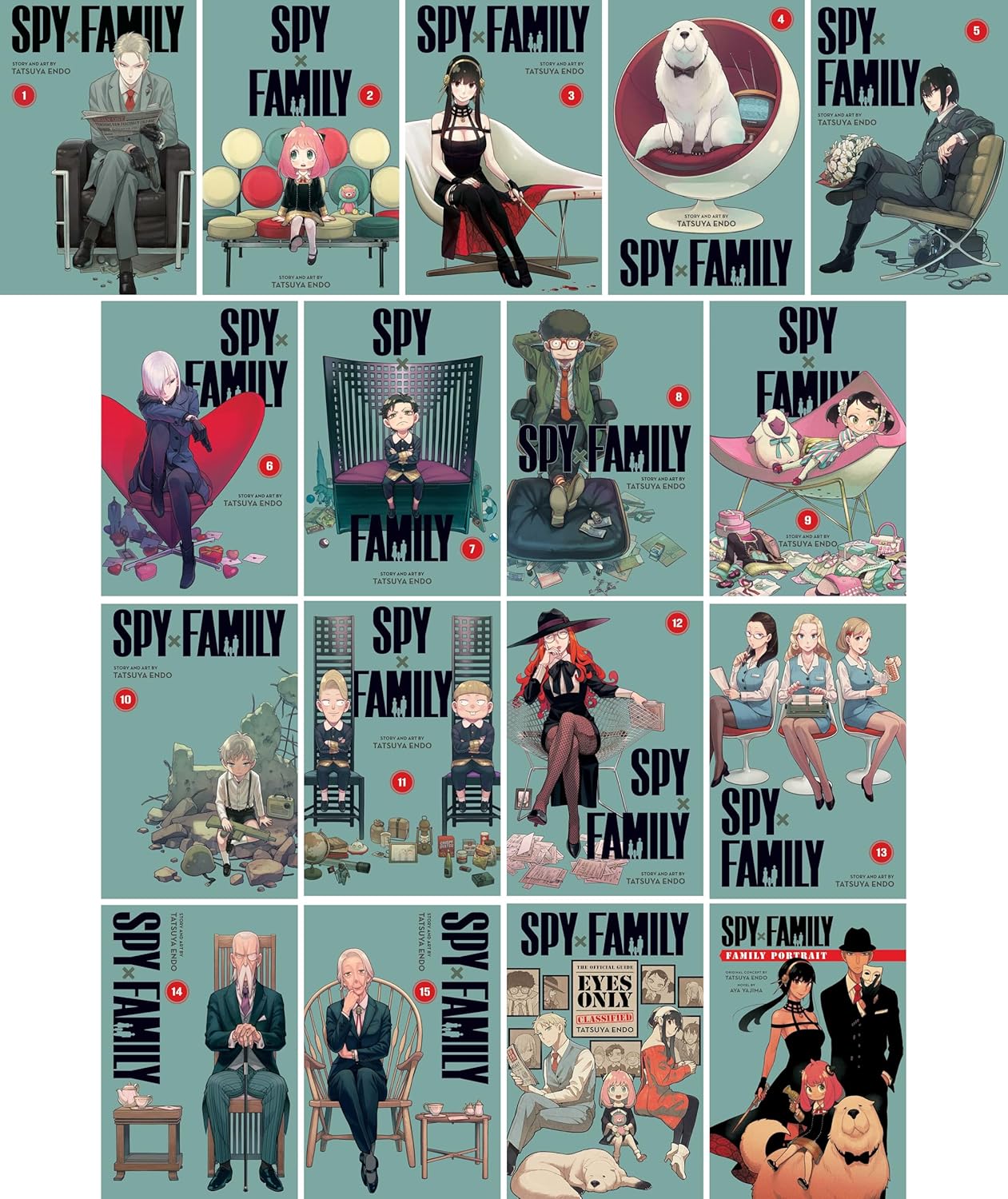 Spy x Family Complete 17 Book Series (Vol. 1-15 + Official Guide + Spy x Family Portrait) Manga Set, by Tatsuya Endo (17 Books) (VIZ Media LLC)
Spy x Family Complete 17 Book Series (Vol. 1-15 + Official Guide + Spy x Family Portrait) Manga Set, by Tatsuya Endo (17 Books) (VIZ Media LLC)