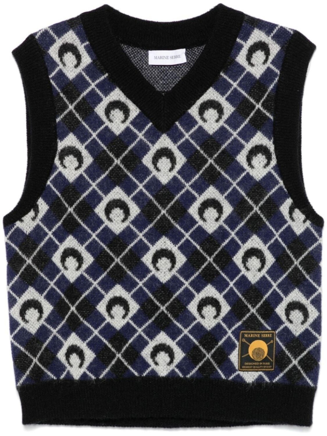 Marine Serre жилет с узором «Moon Argyle», черный
Marine Serre жилет с узором «Moon Argyle», черный