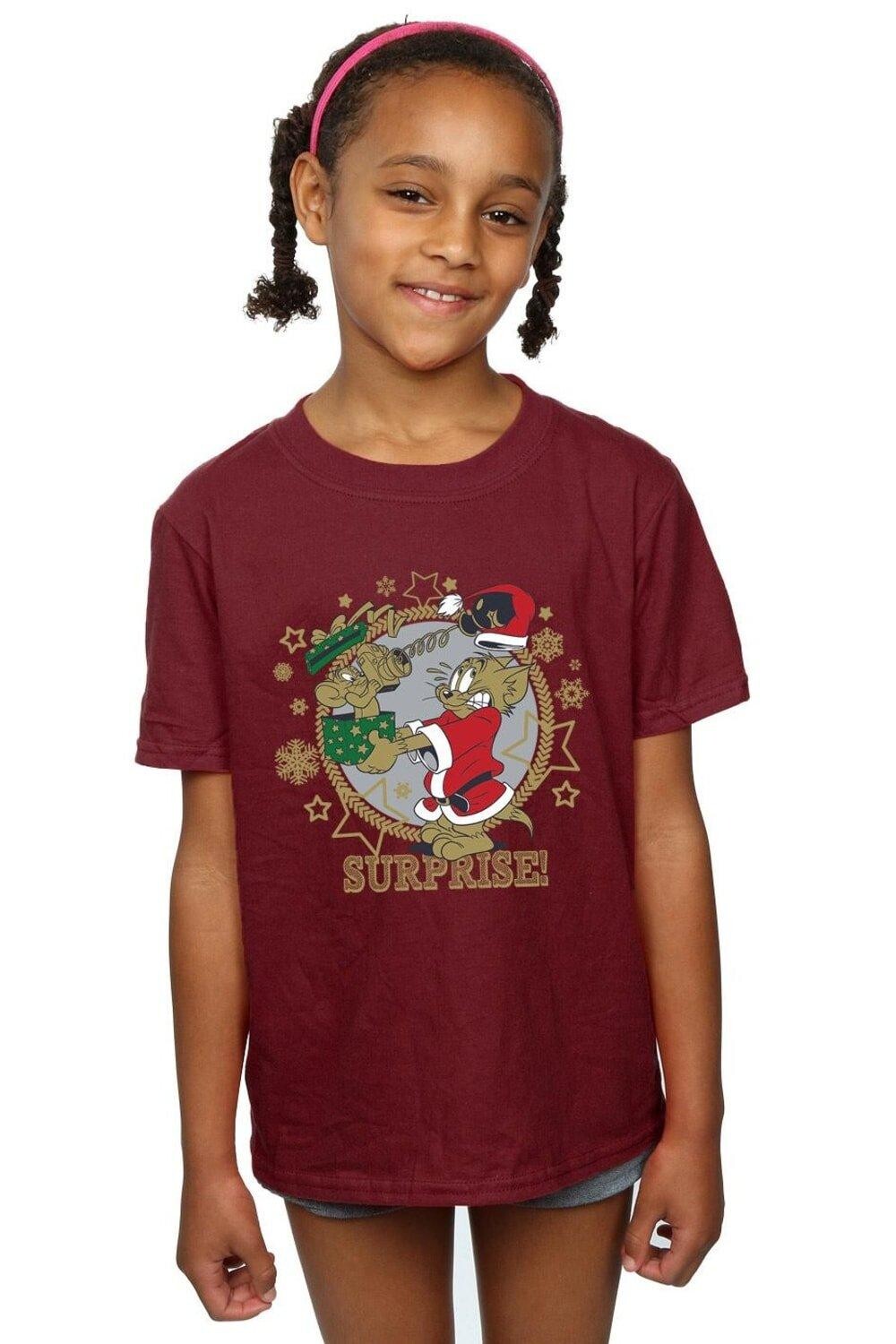 Хлопковая футболка с рождественским сюрпризом Tom & Jerry, красный
Хлопковая футболка с рождественским сюрпризом Tom & Jerry, красный