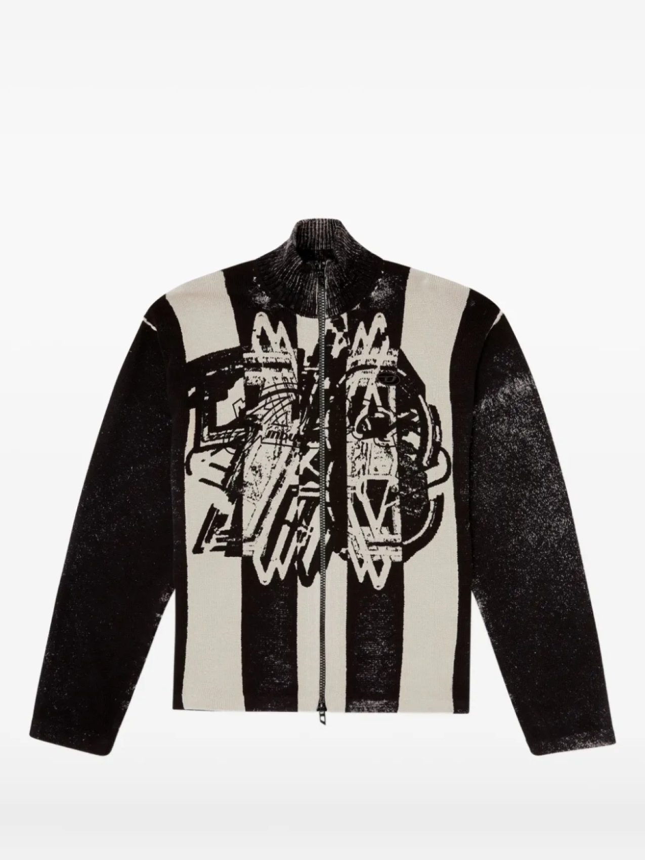 Полосатая куртка-бомбер на молнии Diesel, черный 
Полосатая куртка-бомбер на молнии Diesel, черный