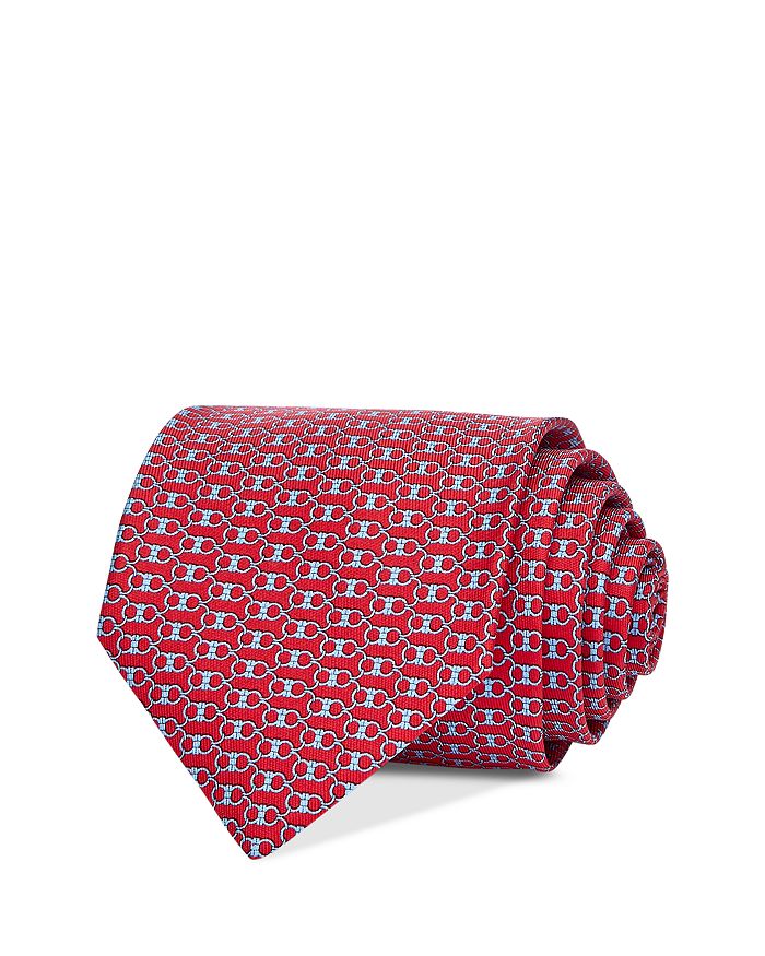 Шелковый галстук с цепочкой Gancini Classic FERRAGAMO, красный 
Шелковый галстук с цепочкой Gancini Classic FERRAGAMO, красный