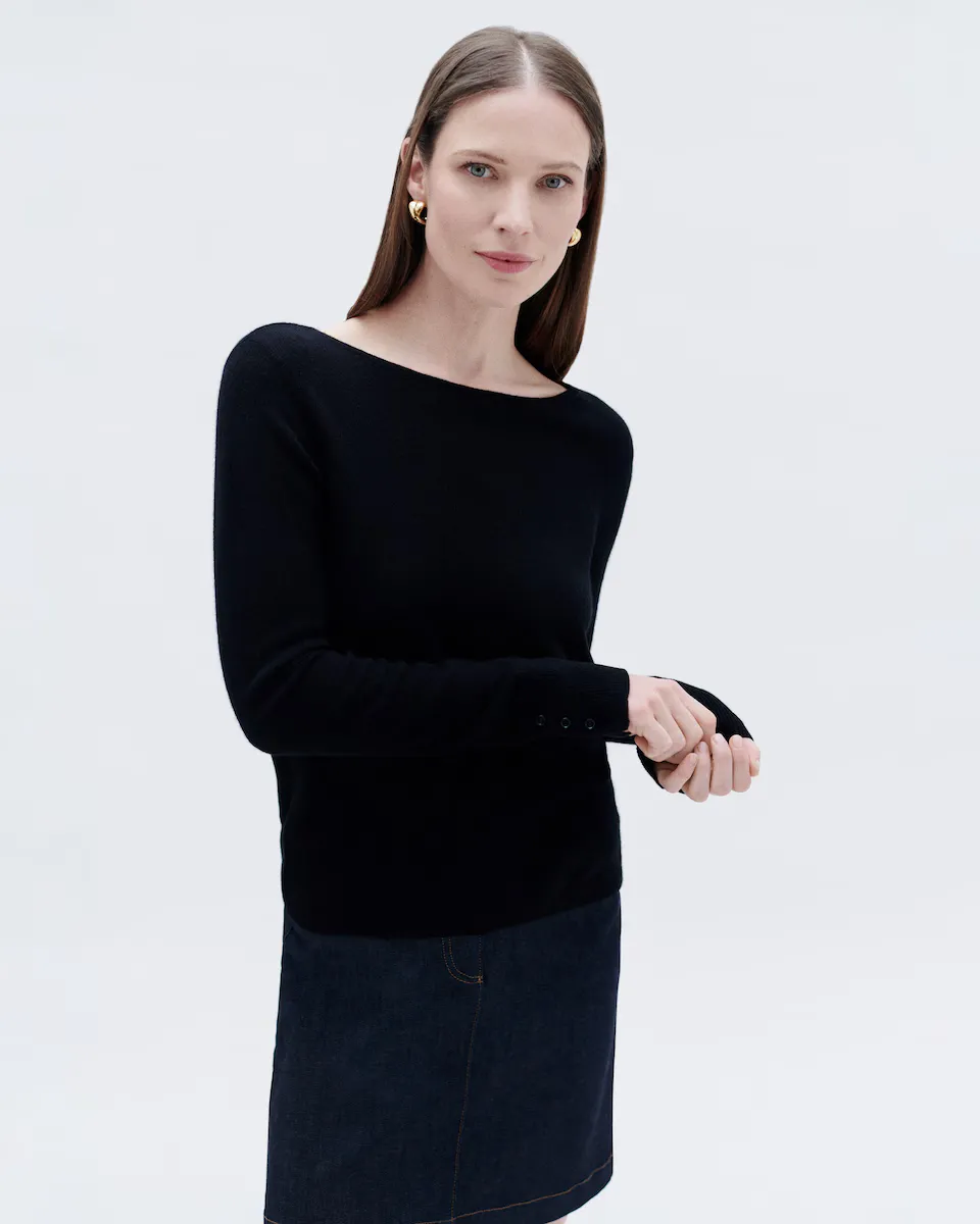 Женский свитер с вырезом лодочкой из 100% кашемира Caroll, чёрный
Женский свитер с вырезом лодочкой из 100% кашемира Caroll, чёрный