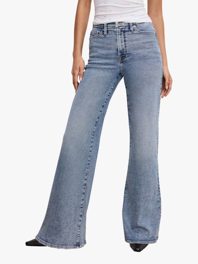 Джинсы с высокой посадкой и широкими штанинами 746 Good American, синий 
Джинсы с высокой посадкой и широкими штанинами 746 Good American, синий