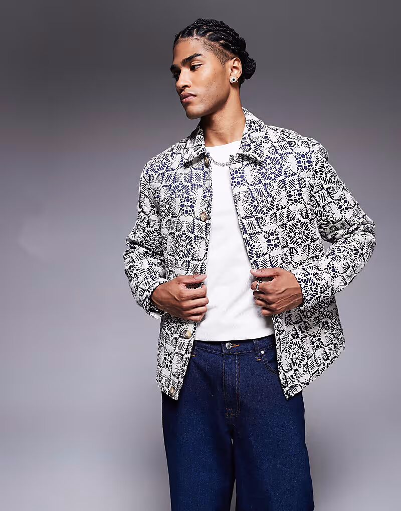 Жаккардовая куртка-харрингтон ASOS DESIGN в каменном цвете
Жаккардовая куртка-харрингтон ASOS DESIGN в каменном цвете