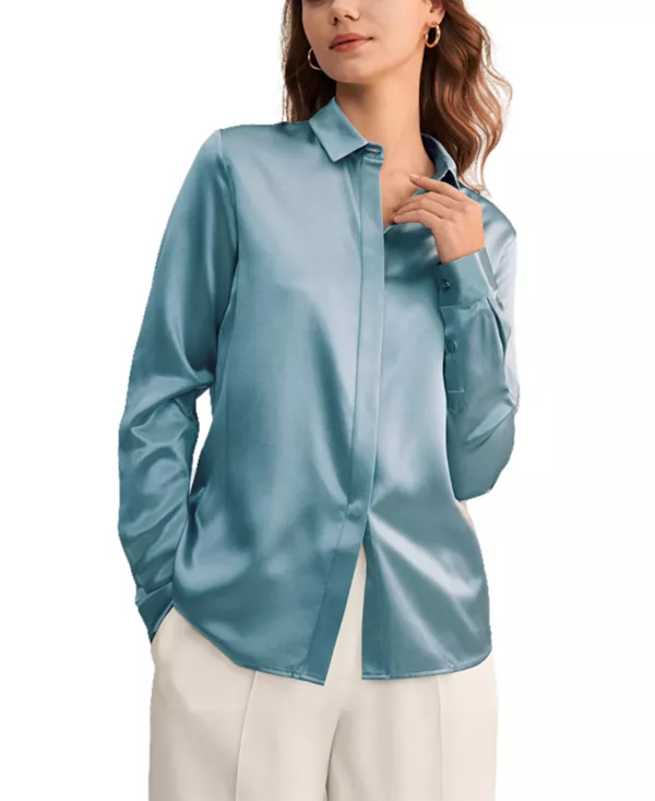 Женская базовая шелковая рубашка со скрытой планкой Lilysilk, синий
Женская базовая шелковая рубашка со скрытой планкой Lilysilk, синий