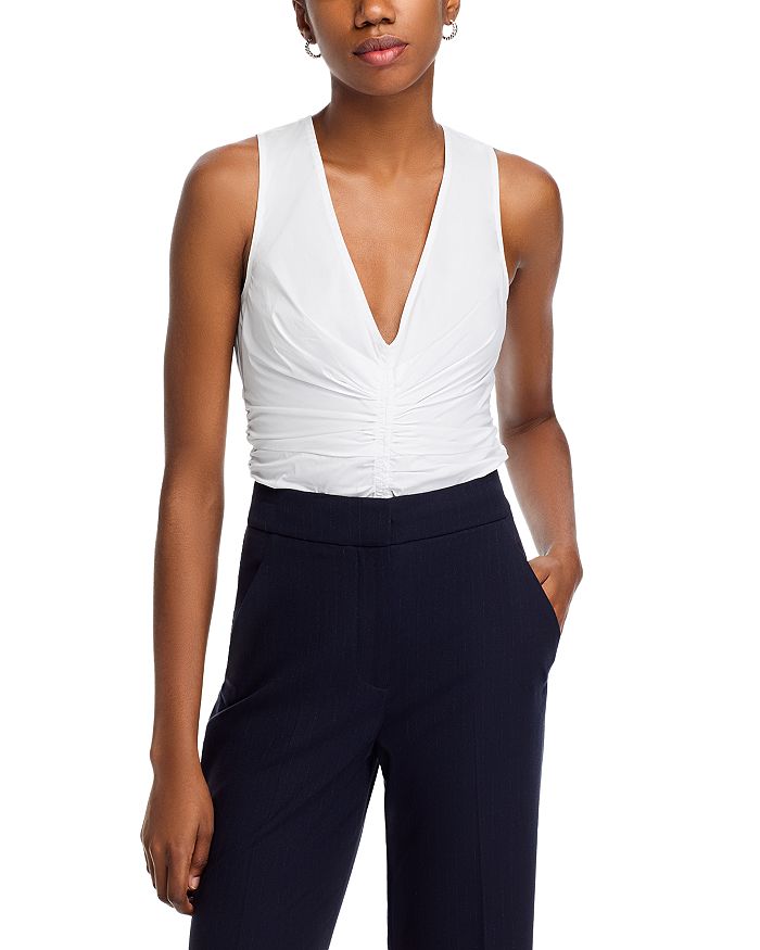 Топ Aidan с V-образным вырезом и сборками Veronica Beard, белый
Топ Aidan с V-образным вырезом и сборками Veronica Beard, белый