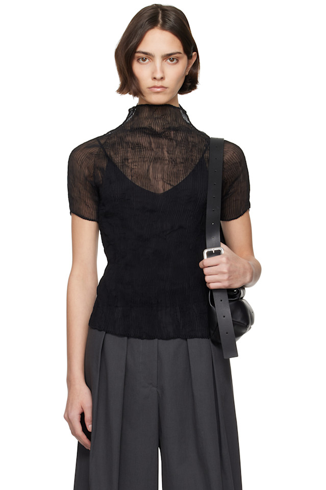 Чифоновый джемпер с высоким воротником и крученой нитью bk/wt-56 Issey Miyake, черный
Чифоновый джемпер с высоким воротником и крученой нитью bk/wt-56 Issey Miyake, черный