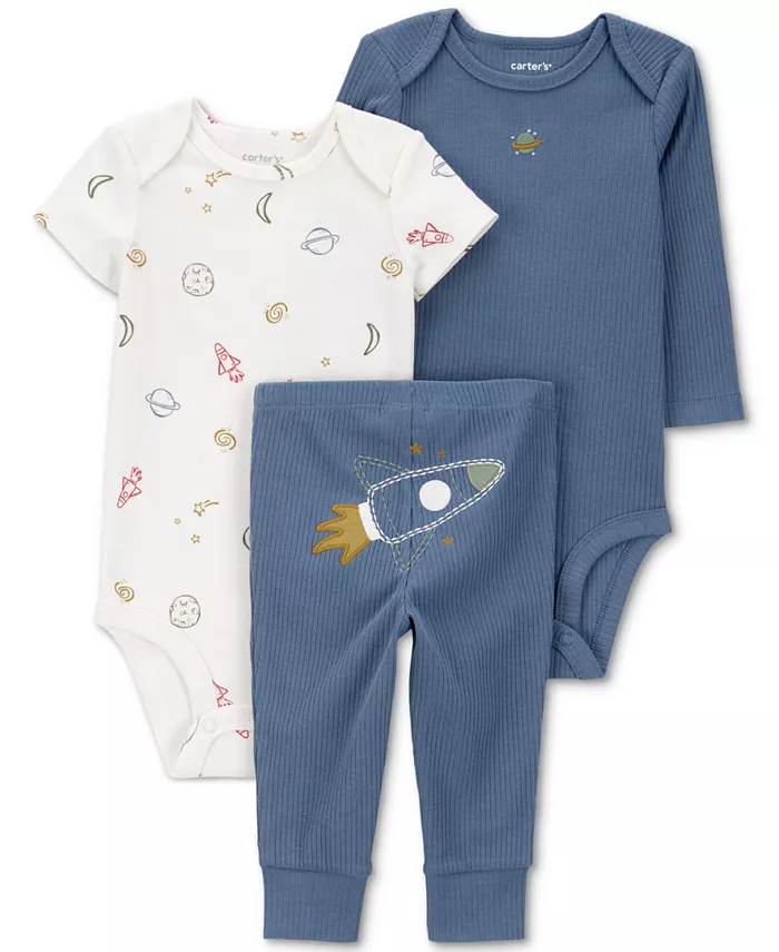 Боди и штанишки для мальчиков с изображением ракеты, 3 предмета Carter's, синий
Боди и штанишки для мальчиков с изображением ракеты, 3 предмета Carter's, синий