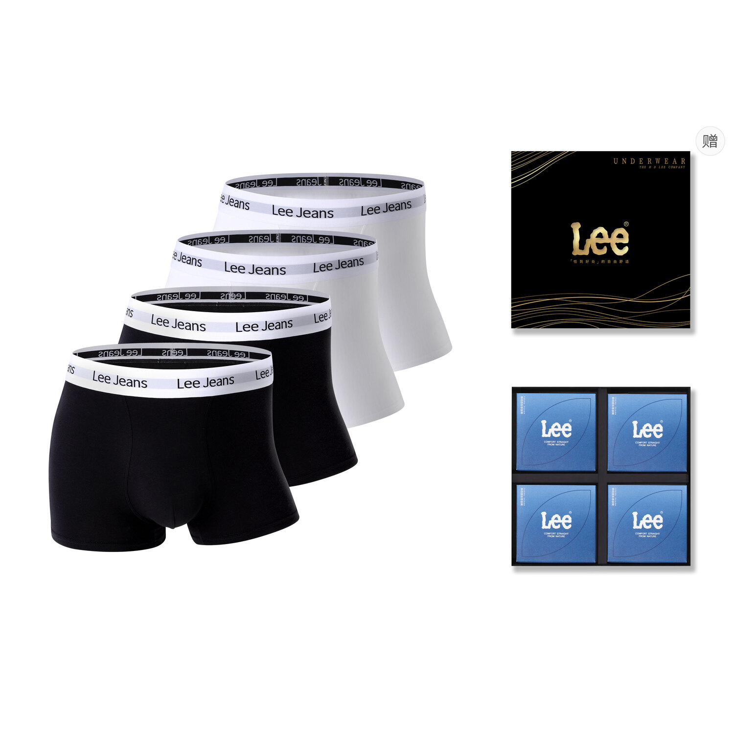 Комплект мужских трусов подарочный набор Lee, box 4 pack (черный+черный+белый+белый)
Комплект мужских трусов подарочный набор Lee, box 4 pack (черный+черный+белый+белый)