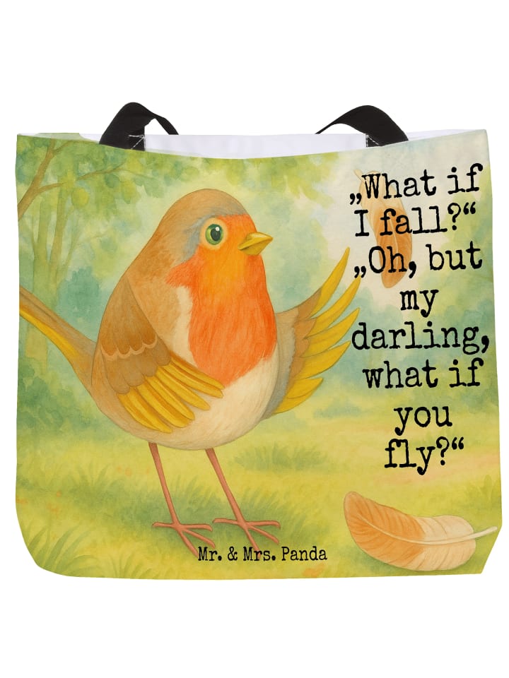 Сумка-шоппер с рисунком перьев малиновки и белой надписью Mr. & Mrs. Panda
Сумка-шоппер с рисунком перьев малиновки и белой надписью Mr. & Mrs. Panda