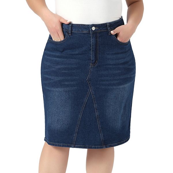 Женская джинсовая юбка миди plus size с карманами, high waist, knee length, stretch Agnes Orinda
Женская джинсовая юбка миди plus size с карманами, high waist, knee length, stretch Agnes Orinda
