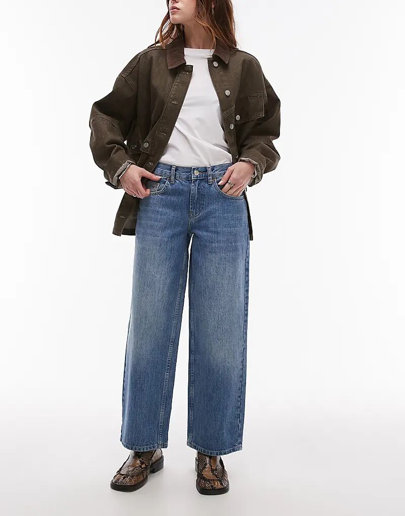 Джинсы Cinch Petite с низкой посадкой, средне-синего цвета Topshop 
Джинсы Cinch Petite с низкой посадкой, средне-синего цвета Topshop