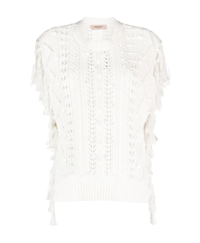 Свитер с круглым вырезом Twinset, белый
Свитер с круглым вырезом Twinset, белый