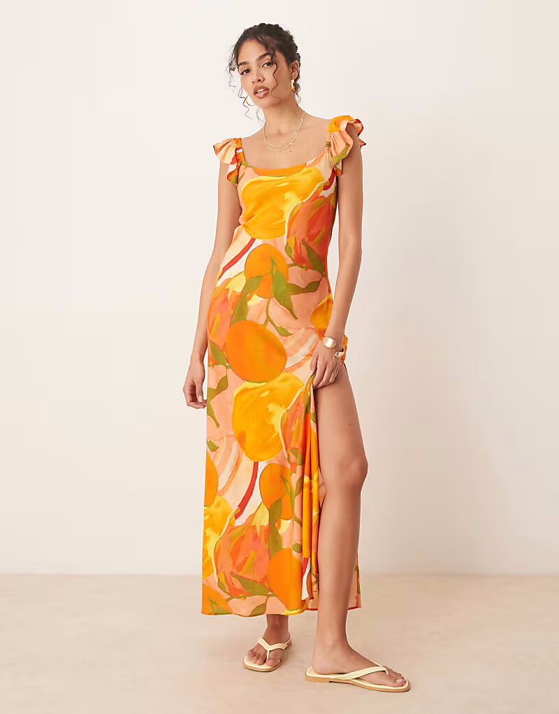 Платье макси с оборками на рукавах ASOS DESIGN с принтом оранжевых фруктов
Платье макси с оборками на рукавах ASOS DESIGN с принтом оранжевых фруктов