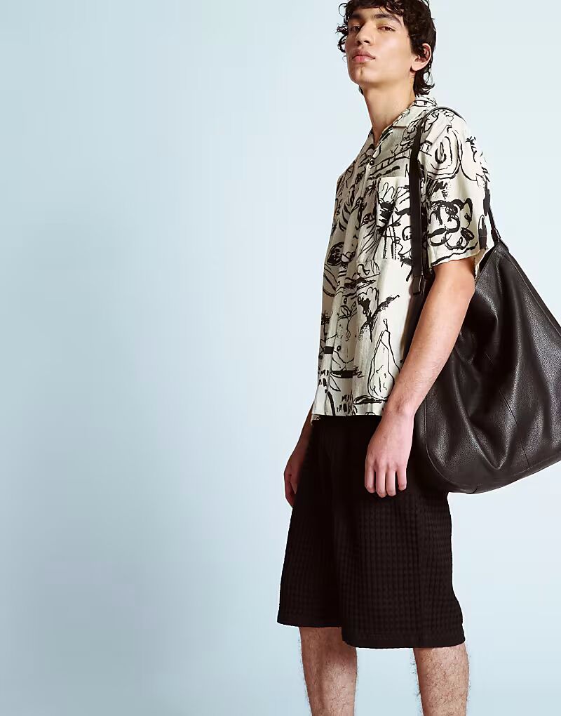 Короткие шорты с текстурированной сеткой, черного цвета Topman
Короткие шорты с текстурированной сеткой, черного цвета Topman