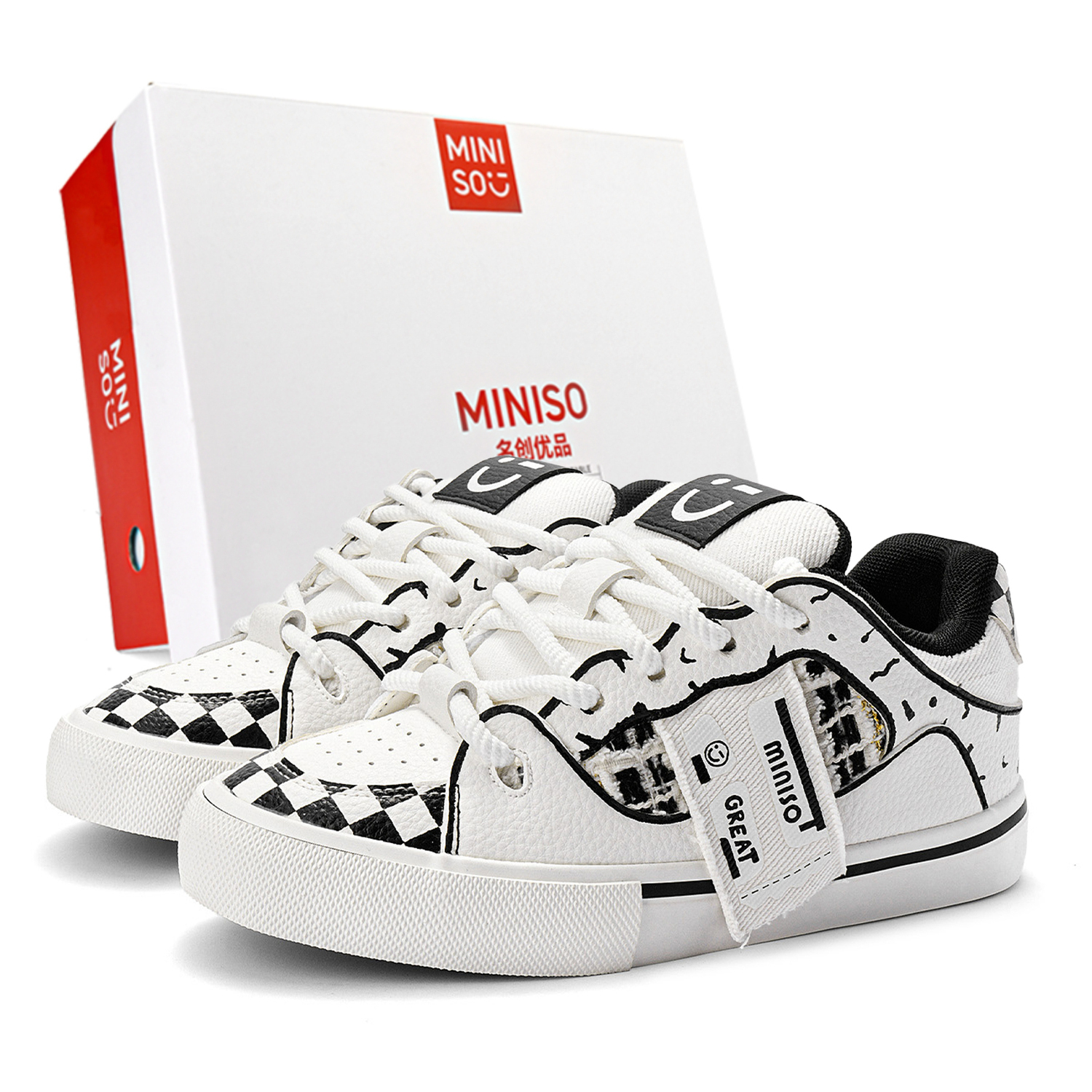 MINISO Низкие скейтерские кроссовки унисекс классические черно-белые, цвет Classic Black White
MINISO Низкие скейтерские кроссовки унисекс классические черно-белые, цвет Classic Black White