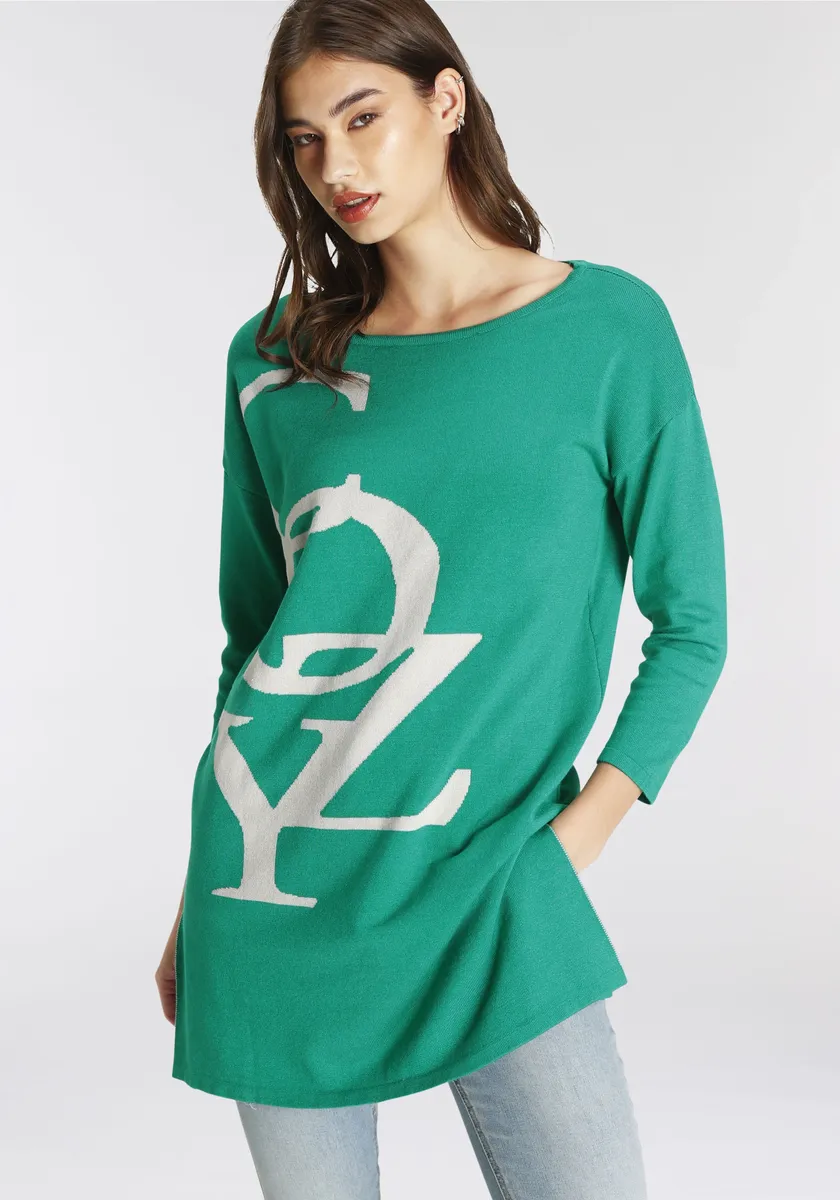 Длинный свитер Laura Scott с современными надписями - НОВАЯ КОЛЛЕКЦИЯ, зеленый 
Длинный свитер Laura Scott с современными надписями - НОВАЯ КОЛЛЕКЦИЯ, зеленый