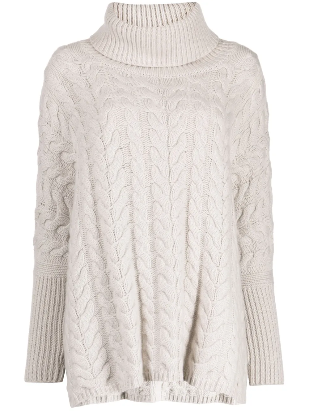 Джемпер фактурной вязки с высоким воротником N.Peal, нейтральный 
Джемпер фактурной вязки с высоким воротником N.Peal, нейтральный