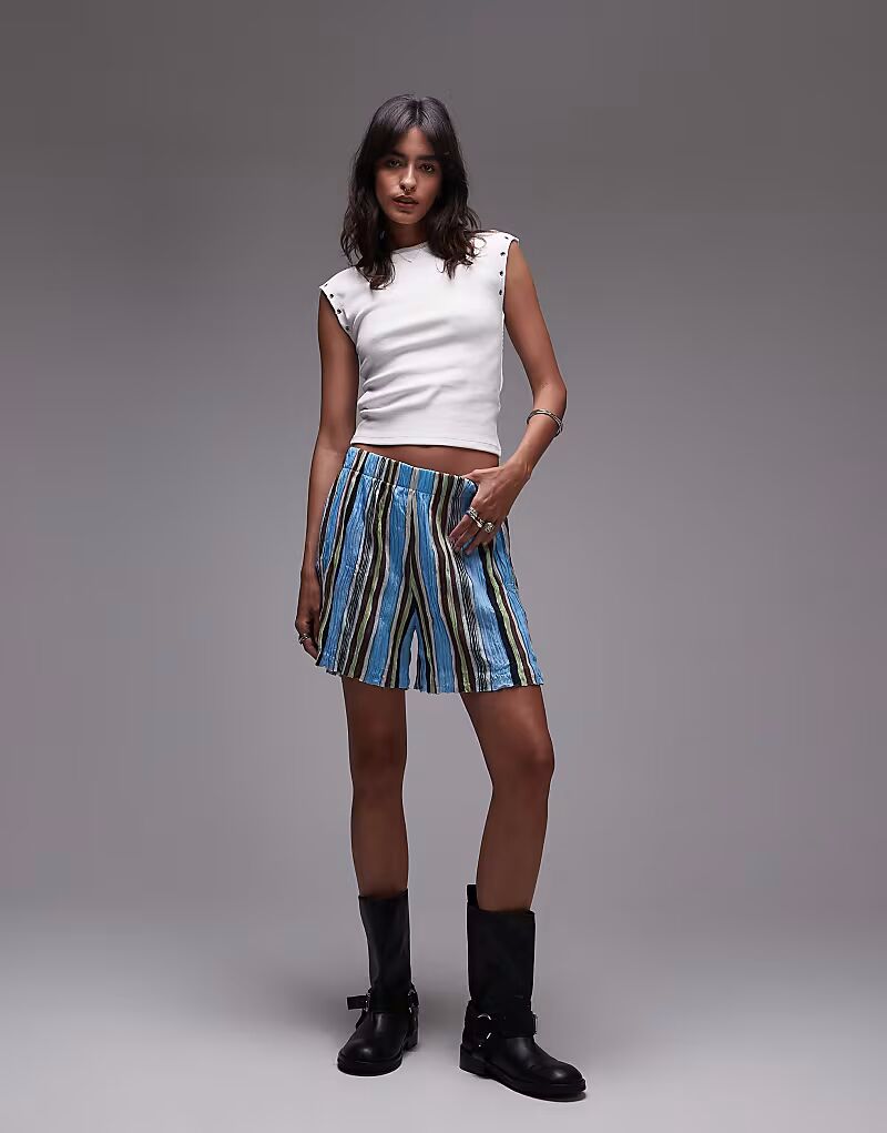 Шорты Topshop с широкими штанинами и полосками, разноцветные
Шорты Topshop с широкими штанинами и полосками, разноцветные