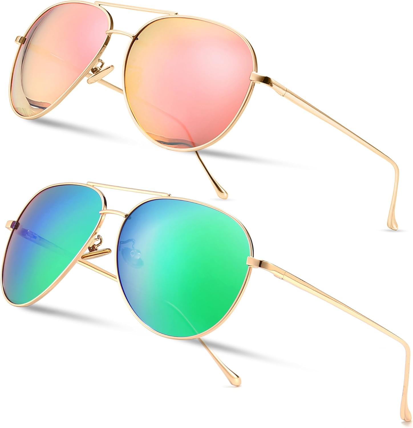 Женские легкие солнцезащитные очки-авиаторы SUNGAIT большого размера — классический стиль, поляризованные линзы, 2 Pack (Polarized) : Rose Gold/Pink Mirrored+green Mirrored
Женские легкие солнцезащитные очки-авиаторы SUNGAIT большого размера — классический стиль, поляризованные линзы, 2 Pack (Polarized) : Rose Gold/Pink Mirrored+green Mirrored