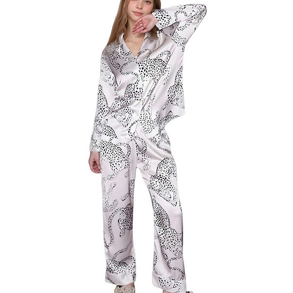 Женский комплект пижамы с принтом гепарда, топ на пуговицах с длинным рукавом и брюки свободного кроя Anna-Kaci
Женский комплект пижамы с принтом гепарда, топ на пуговицах с длинным рукавом и брюки свободного кроя Anna-Kaci