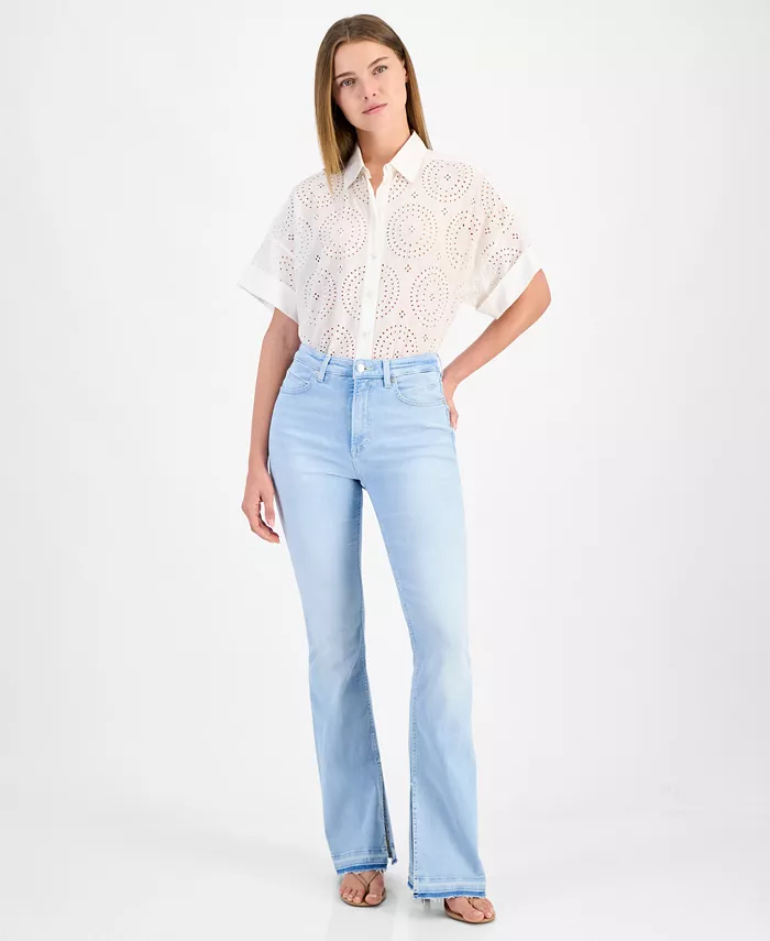 Женские джинсы со средней посадкой и разрезом, расклешенные к низу BOSS Orange, синий
Женские джинсы со средней посадкой и разрезом, расклешенные к низу BOSS Orange, синий