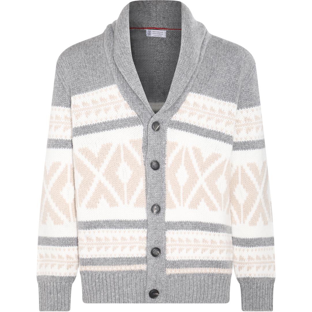 Кардиган из кашемира с жаккардовым узором Brunello Cucinelli, разноцветный
Кардиган из кашемира с жаккардовым узором Brunello Cucinelli, разноцветный