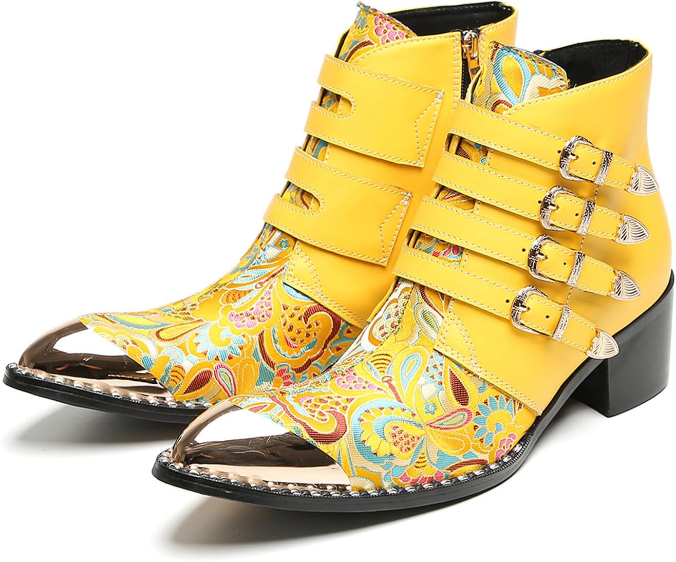 Мужские повседневные ботинки Santimon - западного стиля до щиколотки, из натуральной кожи с металлическим острым носком, пряжкой и ремешком, ковбойские ботинки с цветочной вышивкой для сценических выступлений, вечеринок и свадеб, желтый
Мужские повседневные ботинки Santimon - западного стиля до щиколотки, из натуральной кожи с металлическим острым носком, пряжкой и ремешком, ковбойские ботинки с цветочной вышивкой для сценических выступлений, вечеринок и свадеб, желтый