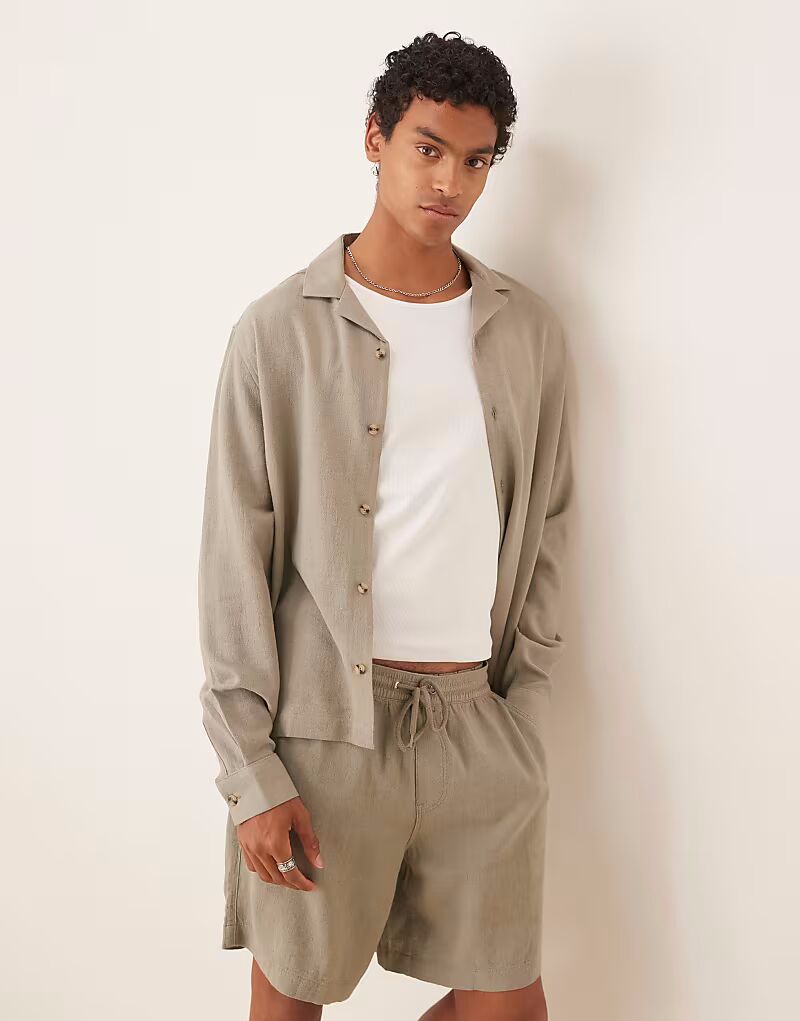 Рубашка свободного кроя из смеси льна зеленого цвета Asos Design
Рубашка свободного кроя из смеси льна зеленого цвета Asos Design