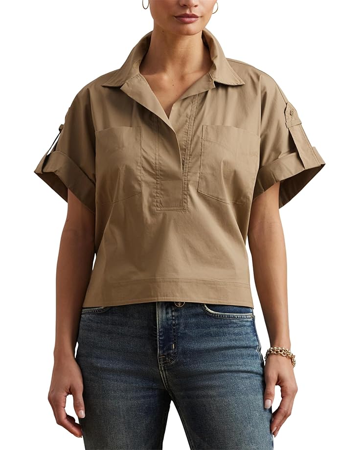 Рубашка Lauren Ralph Lauren Cotton Blend Short Sleeve Camp Shirt, цвет Madison Tan 
Рубашка Lauren Ralph Lauren Cotton Blend Short Sleeve Camp Shirt, цвет Madison Tan
