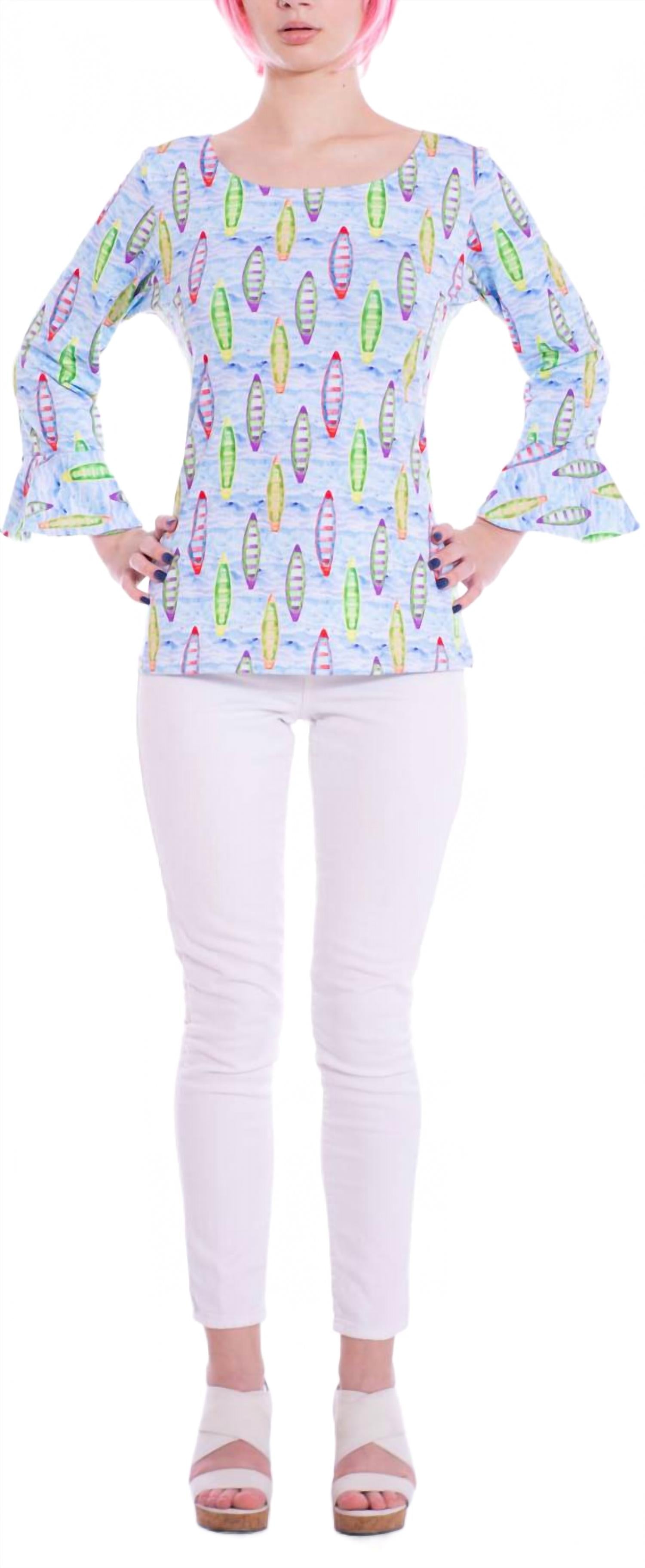 Топ Kayla с рукавами-колокольчиками 3/4 в каноэ Michelle Parisou, Canoes
Топ Kayla с рукавами-колокольчиками 3/4 в каноэ Michelle Parisou, Canoes