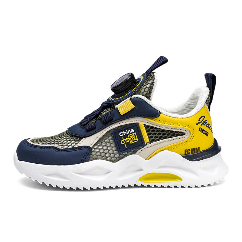 Нескользящие, легкие, амортизирующие и дышащие, низкие повседневные кроссовки для детей FCMM, синий/желтый 
Нескользящие, легкие, амортизирующие и дышащие, низкие повседневные кроссовки для детей FCMM, синий/желтый