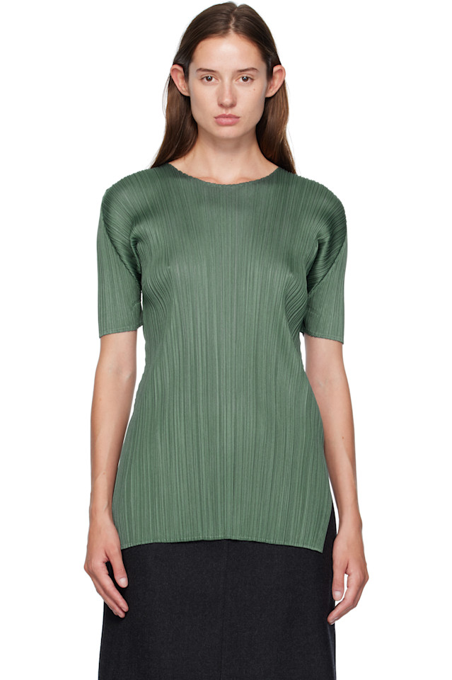 Pleats Please Issey Miyake Зеленая футболка с цветами месяца июня
Pleats Please Issey Miyake Зеленая футболка с цветами месяца июня