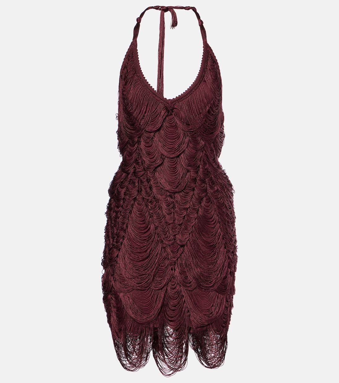 Мини-платье из смесового шелка с воротником халтер Ferragamo, Bordeaux
Мини-платье из смесового шелка с воротником халтер Ferragamo, Bordeaux