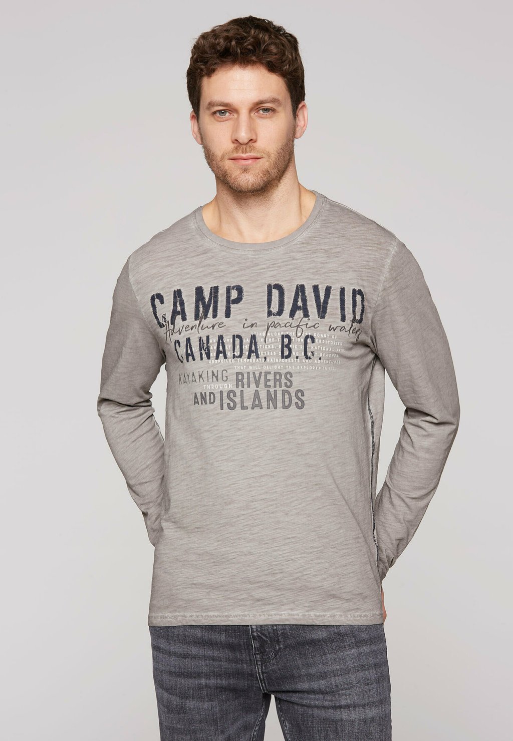 Лонгслив Camp David, серый 
Лонгслив Camp David, серый