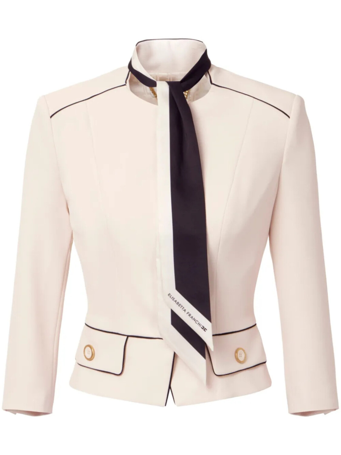 Elisabetta Franchi креповый жакет с шарфом, нейтральный
Elisabetta Franchi креповый жакет с шарфом, нейтральный