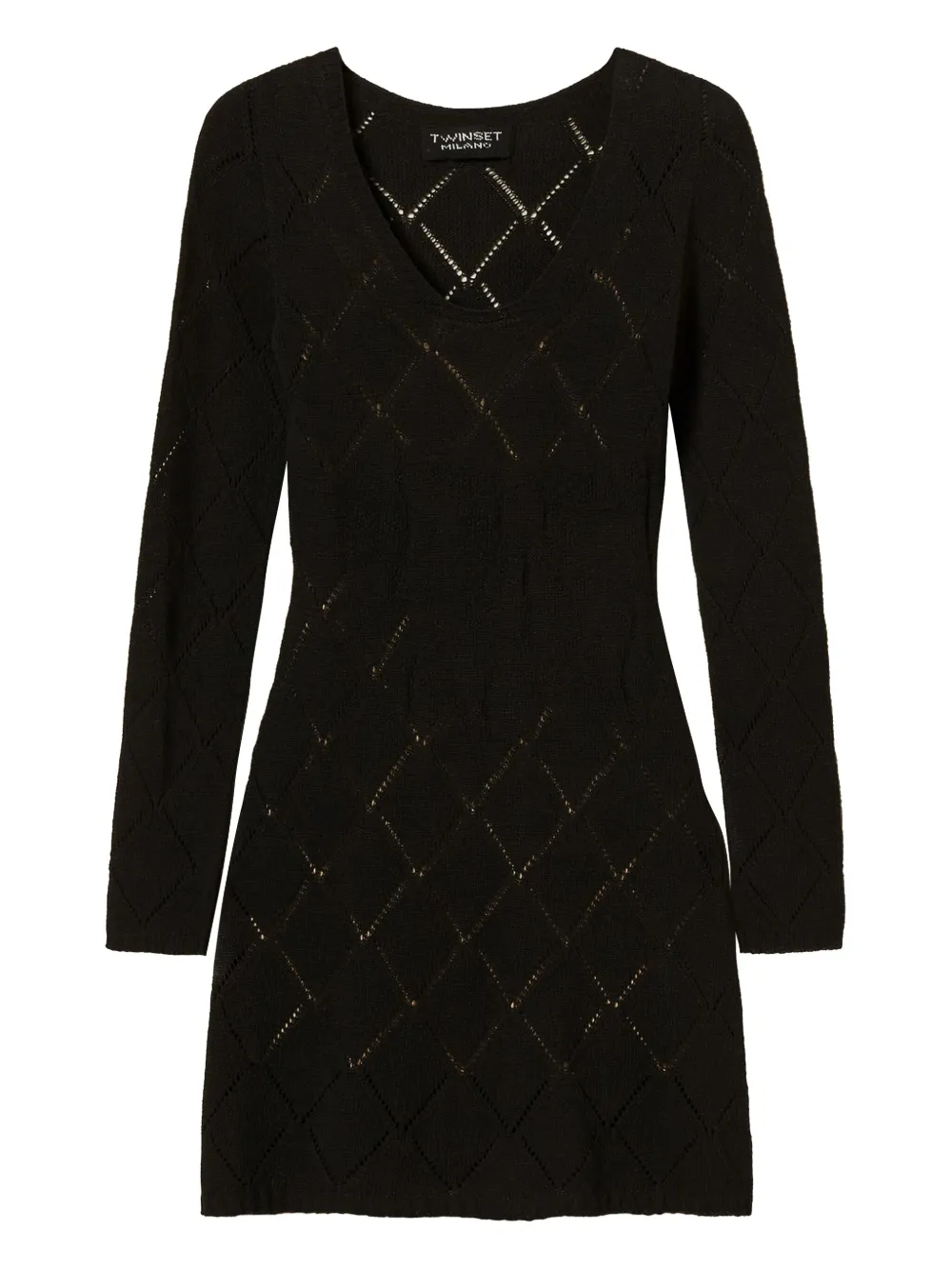 Мини-платье с длинными рукавами и ромбовидным узором TWINSET, черный
Мини-платье с длинными рукавами и ромбовидным узором TWINSET, черный