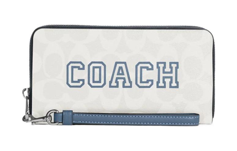 Zip Around Smooth Leather With Canvas Wrist Bag Clutch Wallet Trumpets Women's Chalk White & Indigo COACH, Set (Bag+Dust Bag)
Zip Around Smooth Leather With Canvas Wrist Bag Clutch Wallet Trumpets Women's Chalk White & Indigo COACH, Set (Bag+Dust Bag)