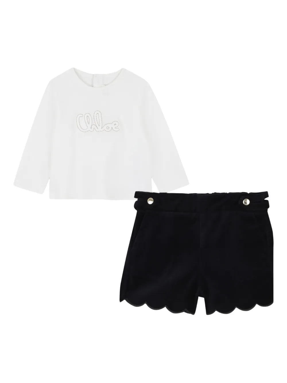 Комплект с шортами с фигурным краем Chloé Kids, синий
Комплект с шортами с фигурным краем Chloé Kids, синий
