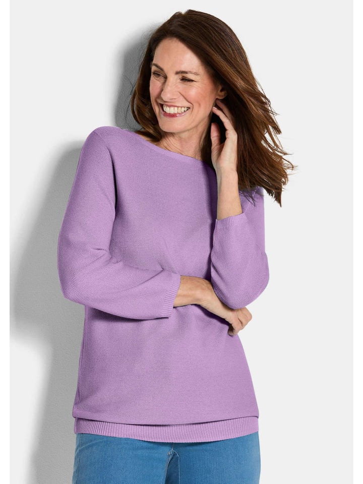 Короткий размер: Вязаный свитер Элегантный хлопковый свитер, короткие рукава, сиреневого цвета. GOLDNER
Короткий размер: Вязаный свитер Элегантный хлопковый свитер, короткие рукава, сиреневого цвета. GOLDNER