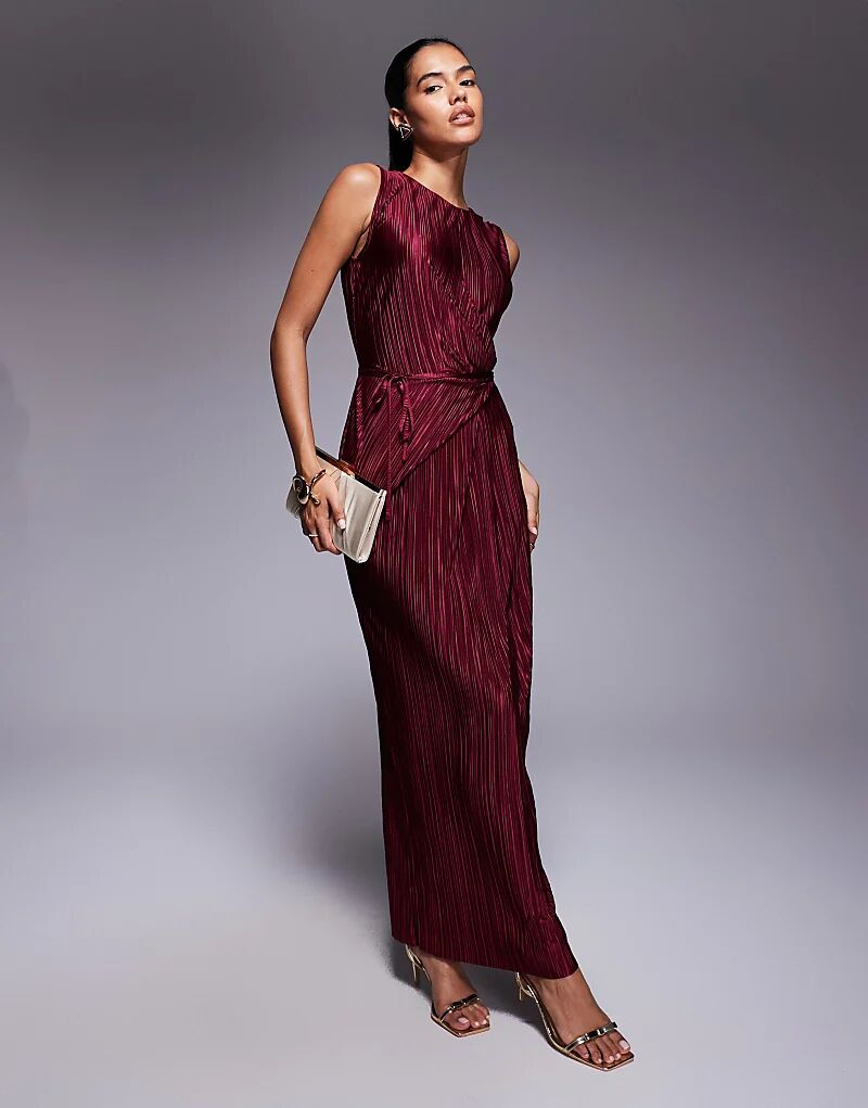 Платье макси ASOS DESIGN без рукавов, плиссированное, с завязками спереди, винного цвета
Платье макси ASOS DESIGN без рукавов, плиссированное, с завязками спереди, винного цвета