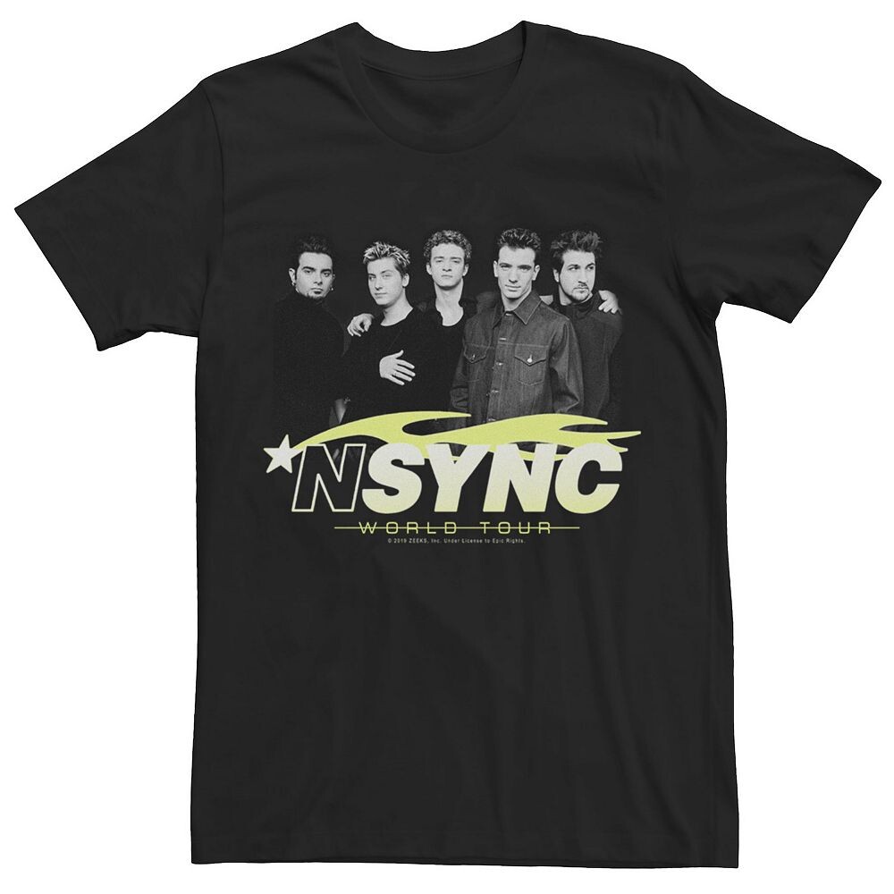 Мужская футболка с плакатом NSYNC World Tour Licensed Character, черный 
Мужская футболка с плакатом NSYNC World Tour Licensed Character, черный