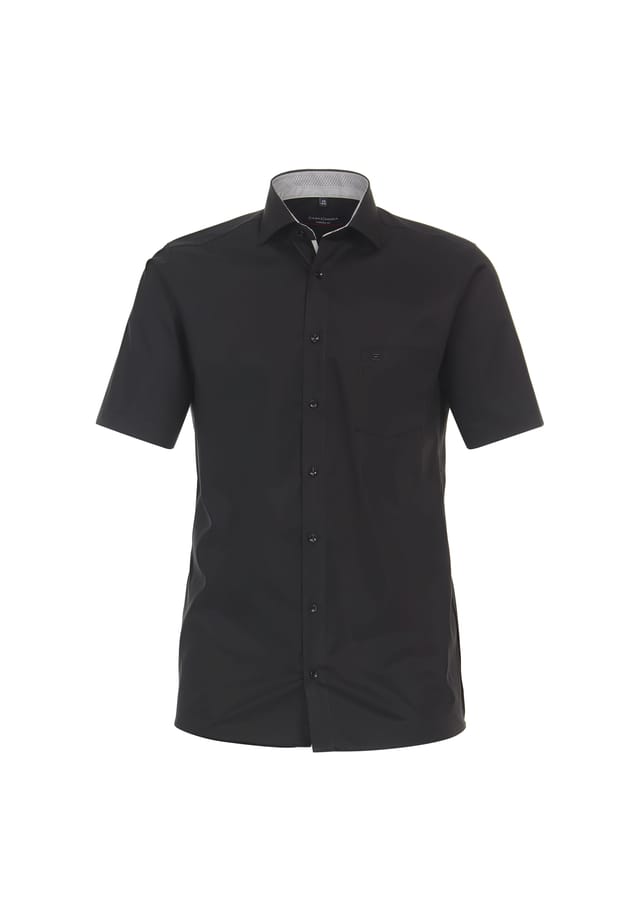 Рубашка делового покроя с коротким рукавом однотонная современный крой Casamoda, черный 
Рубашка делового покроя с коротким рукавом однотонная современный крой Casamoda, черный