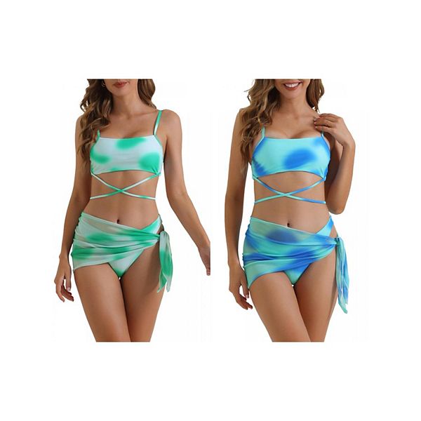 2 комплекта женского купальника бикини с регулируемыми бретелями, 3 шт треугольные низы с сетчатой юбкой Inspire Chic, Blue Turquoise
2 комплекта женского купальника бикини с регулируемыми бретелями, 3 шт треугольные низы с сетчатой юбкой Inspire Chic, Blue Turquoise