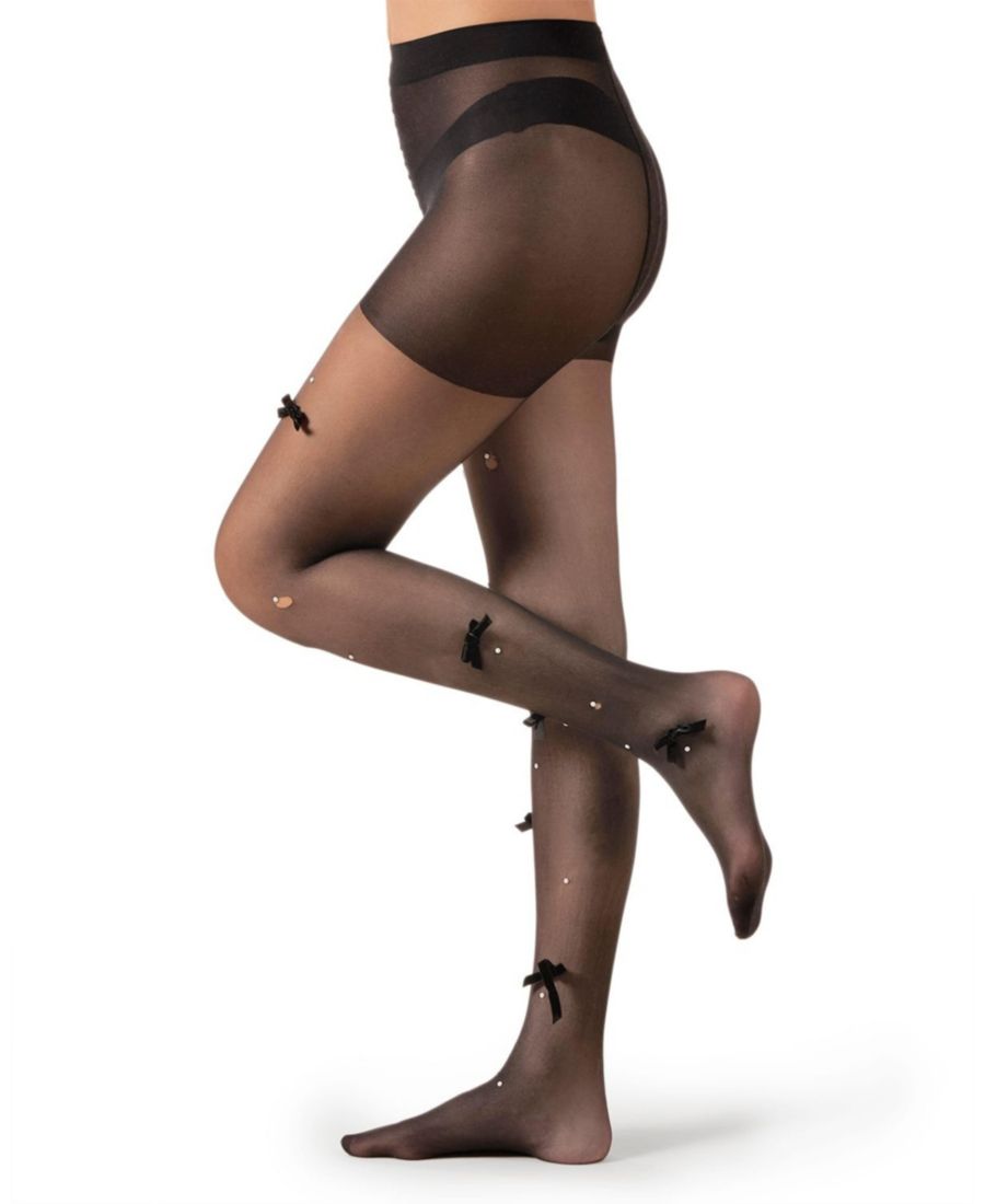 Женские прозрачные бархатные колготки с бантами и декоративными жемчужинами MeMoi, Black
Женские прозрачные бархатные колготки с бантами и декоративными жемчужинами MeMoi, Black