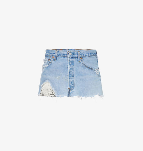 Мини-Юбка из переработанного денима с пятью карманами и змеиным узором Jean Vintage, белый
Мини-Юбка из переработанного денима с пятью карманами и змеиным узором Jean Vintage, белый
