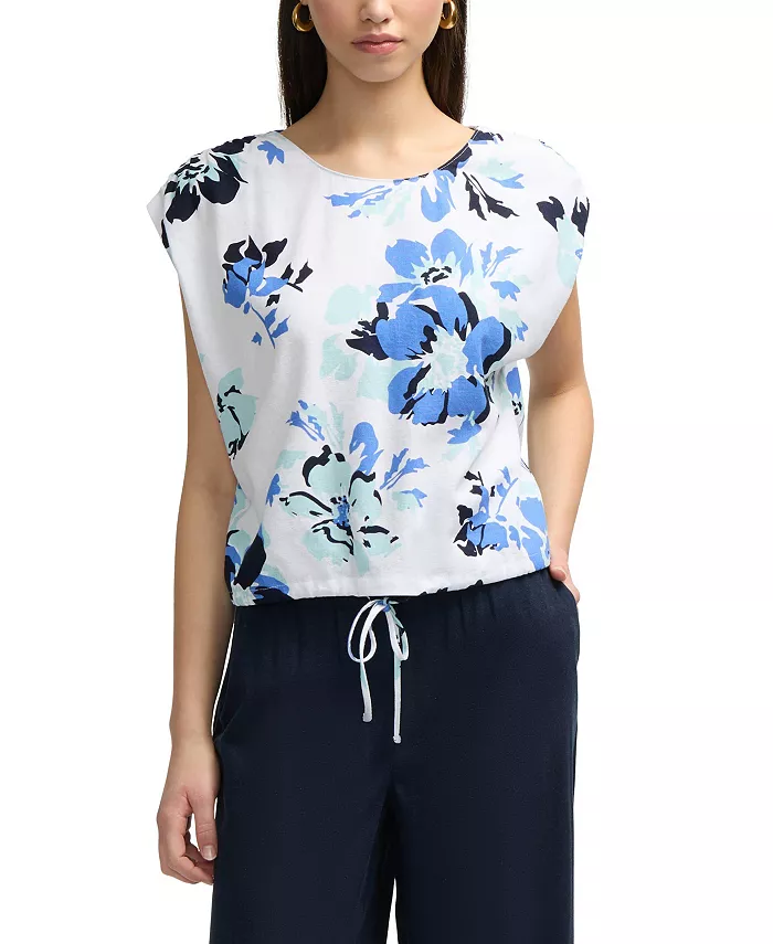 Женский топ из смесовой льняной ткани с кулиской на подоле Ellen Tracy, синий
Женский топ из смесовой льняной ткани с кулиской на подоле Ellen Tracy, синий